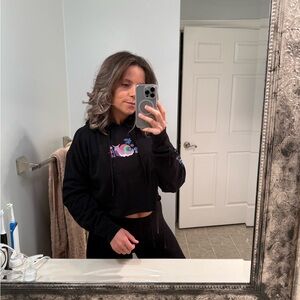 Black Graphic Hoodie for Women